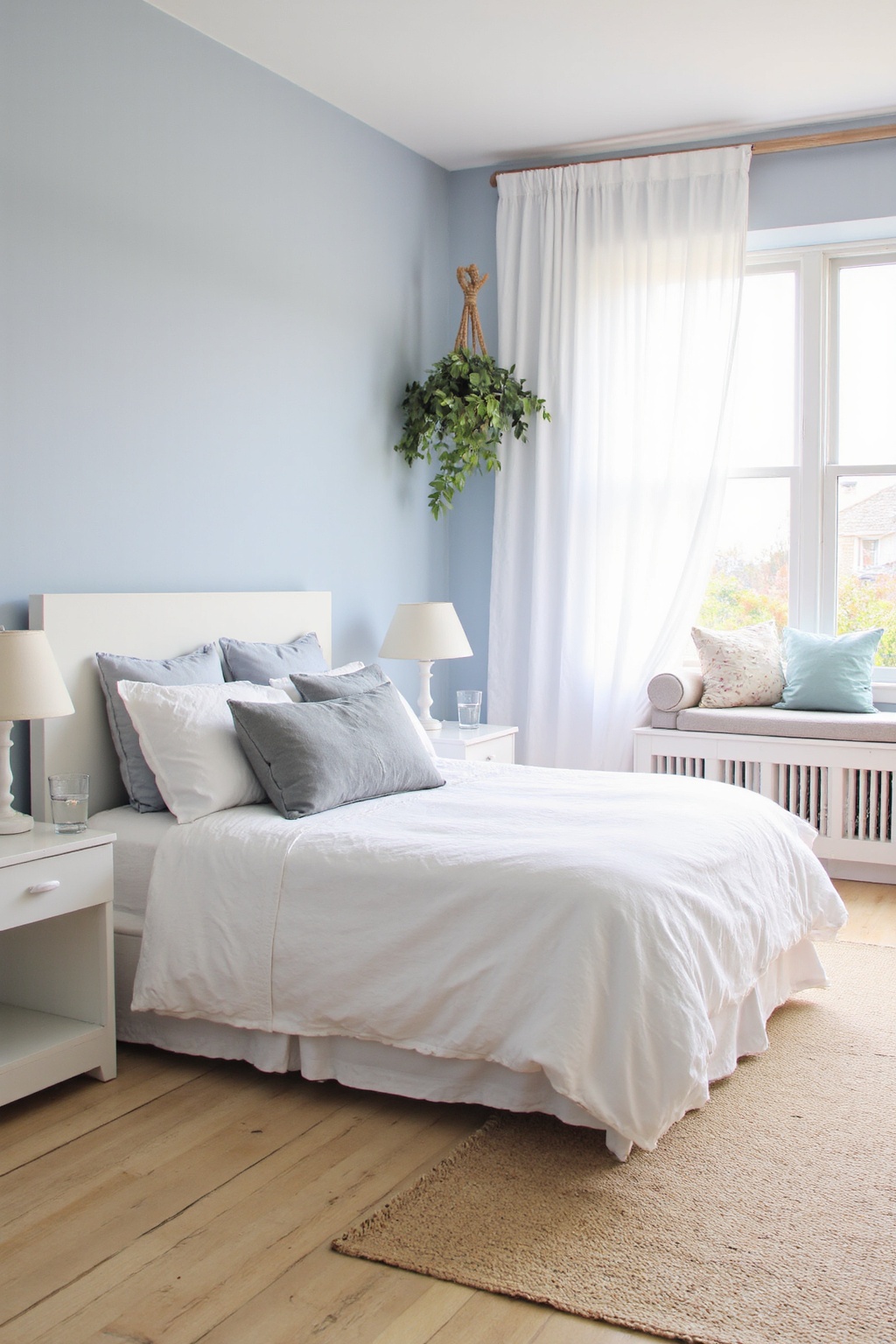 blue bedroom walls, light blue bedroom, blue and stone bedroom, navy blue bedroom, master bedrooms decor