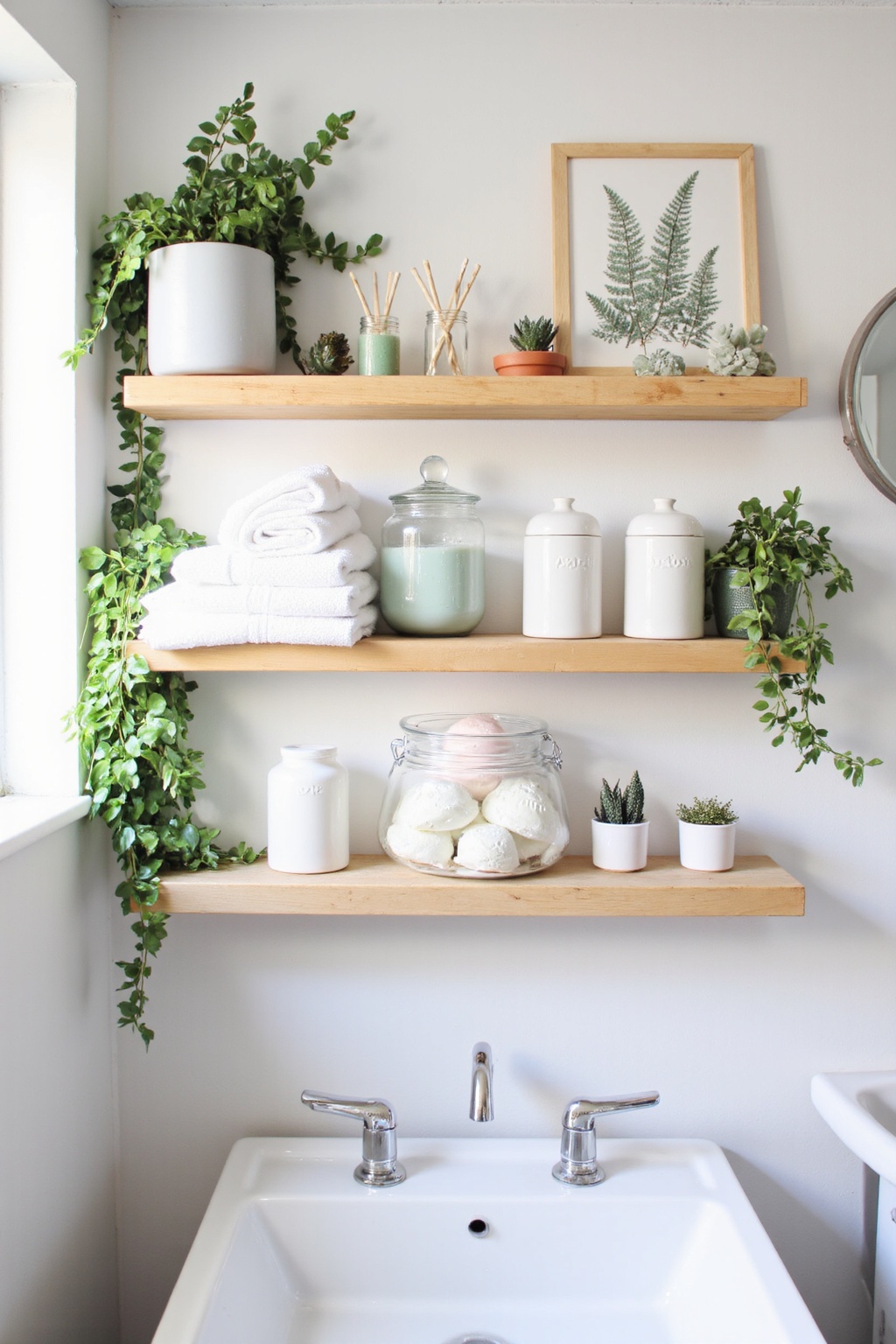 bathroom shelf decor, bathroom shelves over toilet, over the toilet shelf decor ideas, bathroom wall shelves rattan, bathroom wall shelf decor