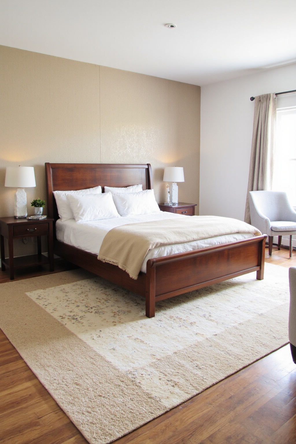 beige walls bedroom, beige bedroom, sage green neutral bedroom, brown bedroom walls, warm beige bedroom