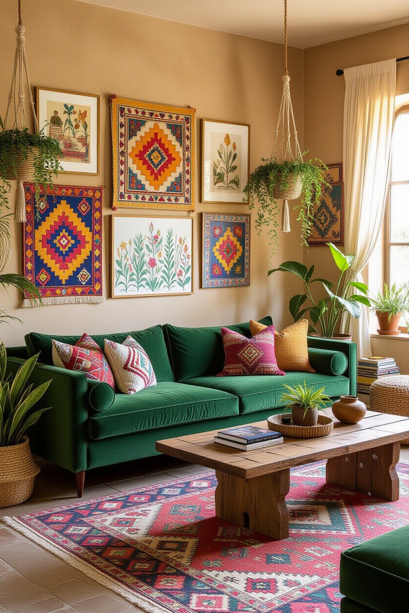 cozy living rooms, cozy living room design, dark green living room, country style living room ideas, neutral but colorful living room