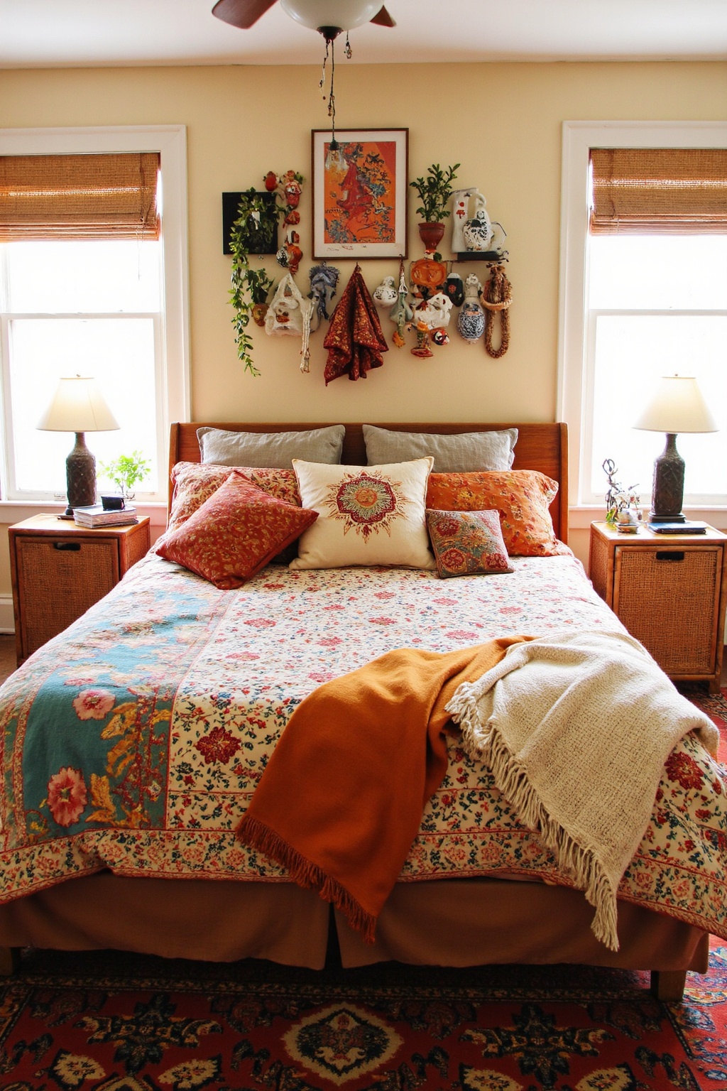 orange rooms, orange bedroom walls, bohemian bedroom decor, orange bedroom decor, deep orange bedroom