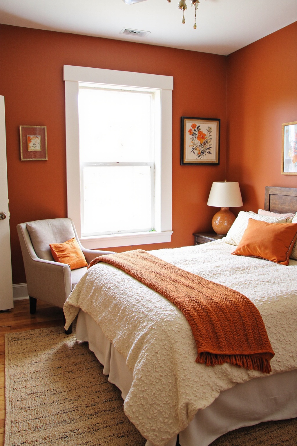 burnt orange bedroom, orange bedroom, pink and orange bedroom, orange brown room, yellow orange room aesthetic