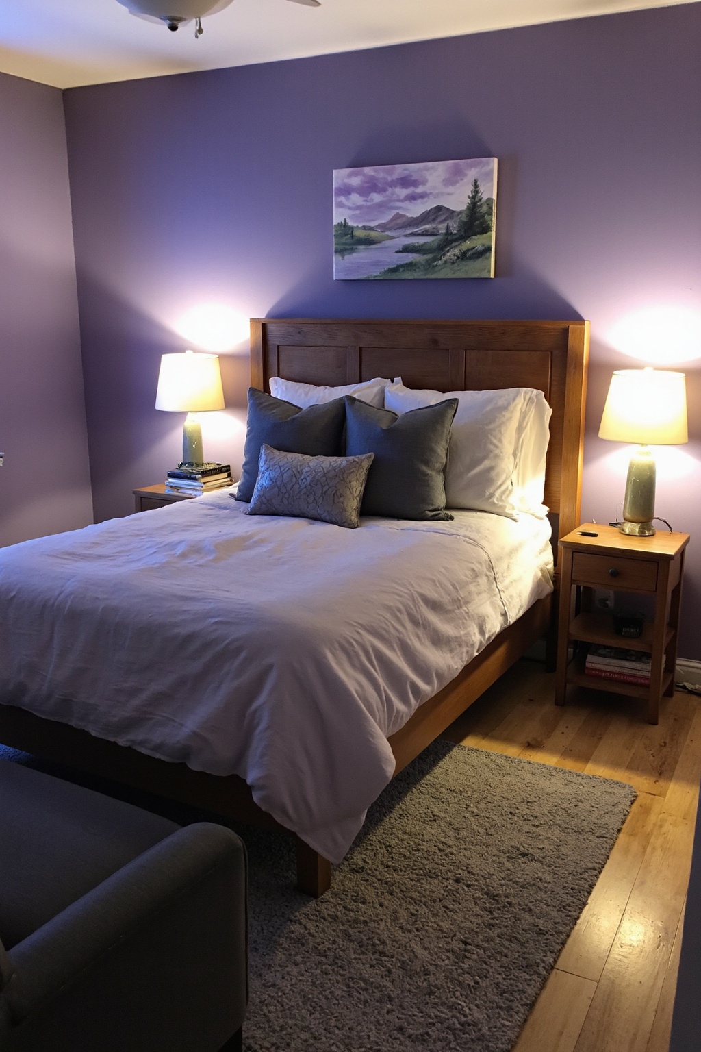lavender bedroom, purple bedroom decor, purple small room ideas, purple wall bedroom, rustic purple bedroom