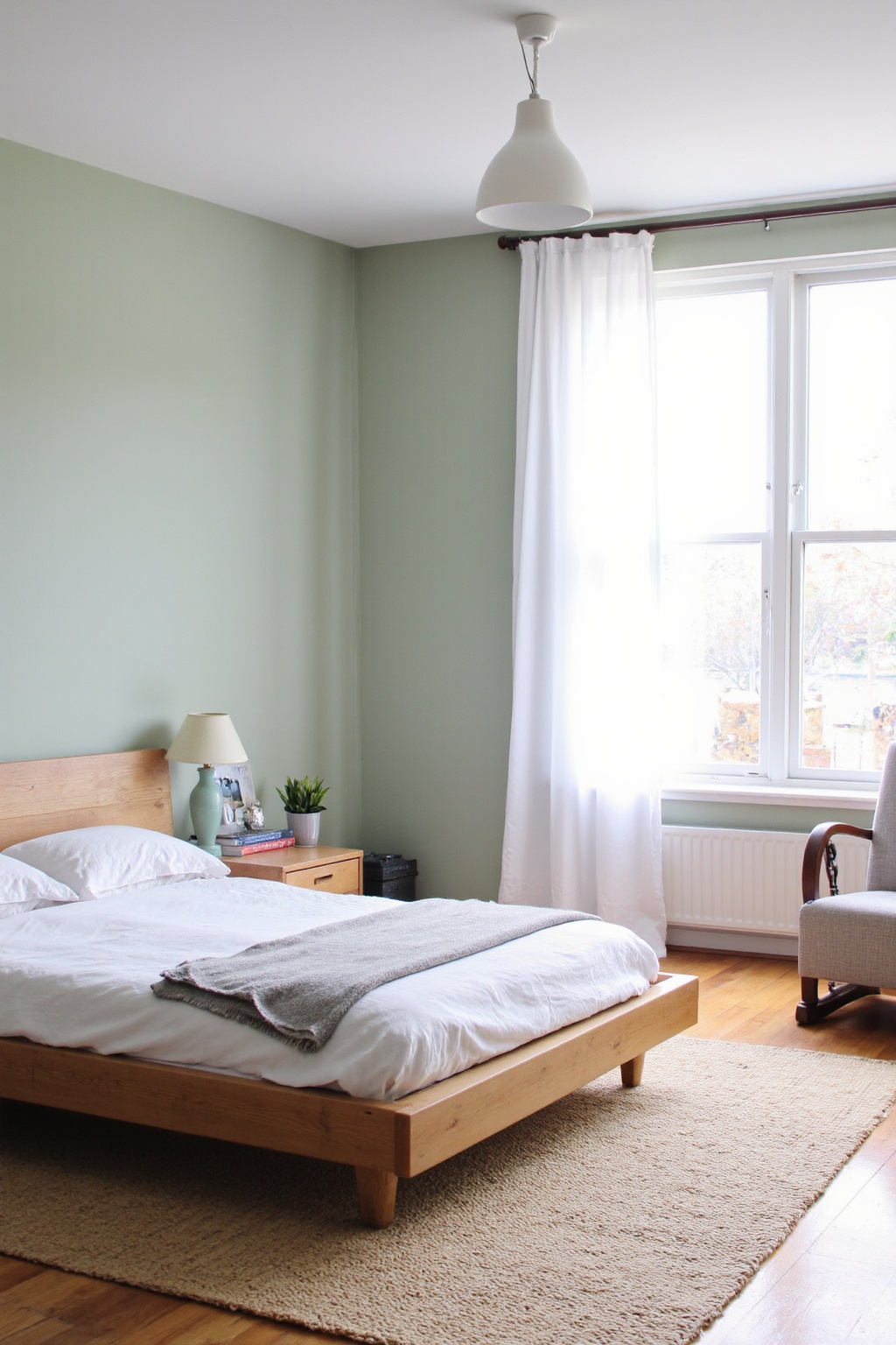 green bedroom, green bedroom ideas, bedroom green feature wall, green rustic bedroom, tonal green bedroom