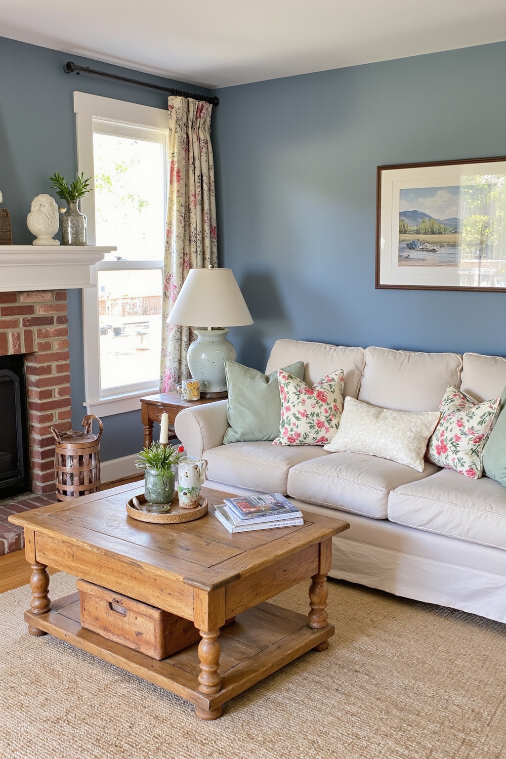 blue walls living room, blue living room, green blue and white living room, royal blue living room, olive and blue living room
