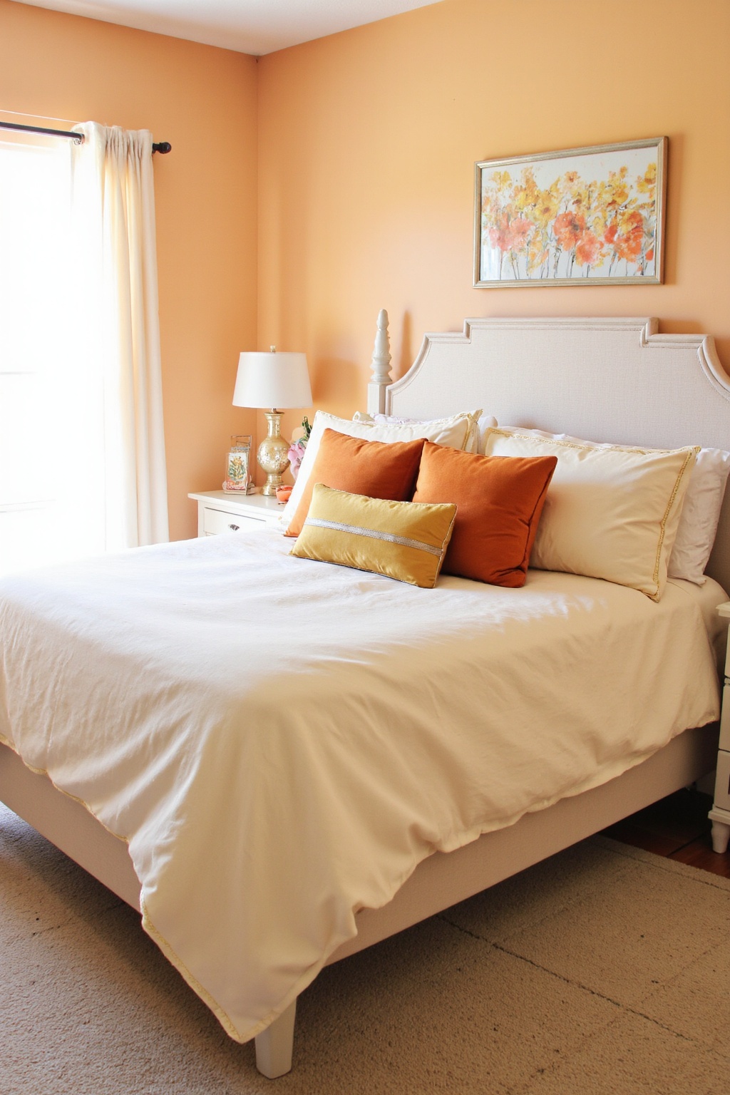 orange bedroom, bedroom orange, neutral orange bedroom, orange accent walls, rustic orange bedroom