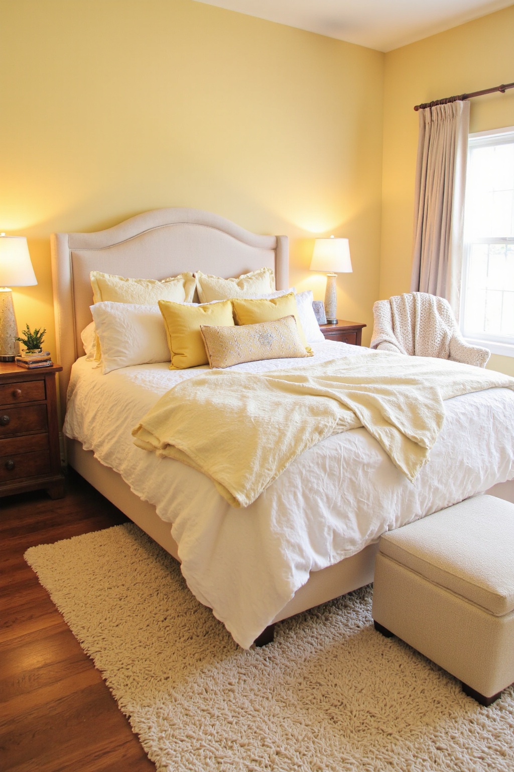 yellow bedroom walls, yellow bedroom, light yellow bedrooms, mustard yellow bedrooms, yellow vintage bedroom