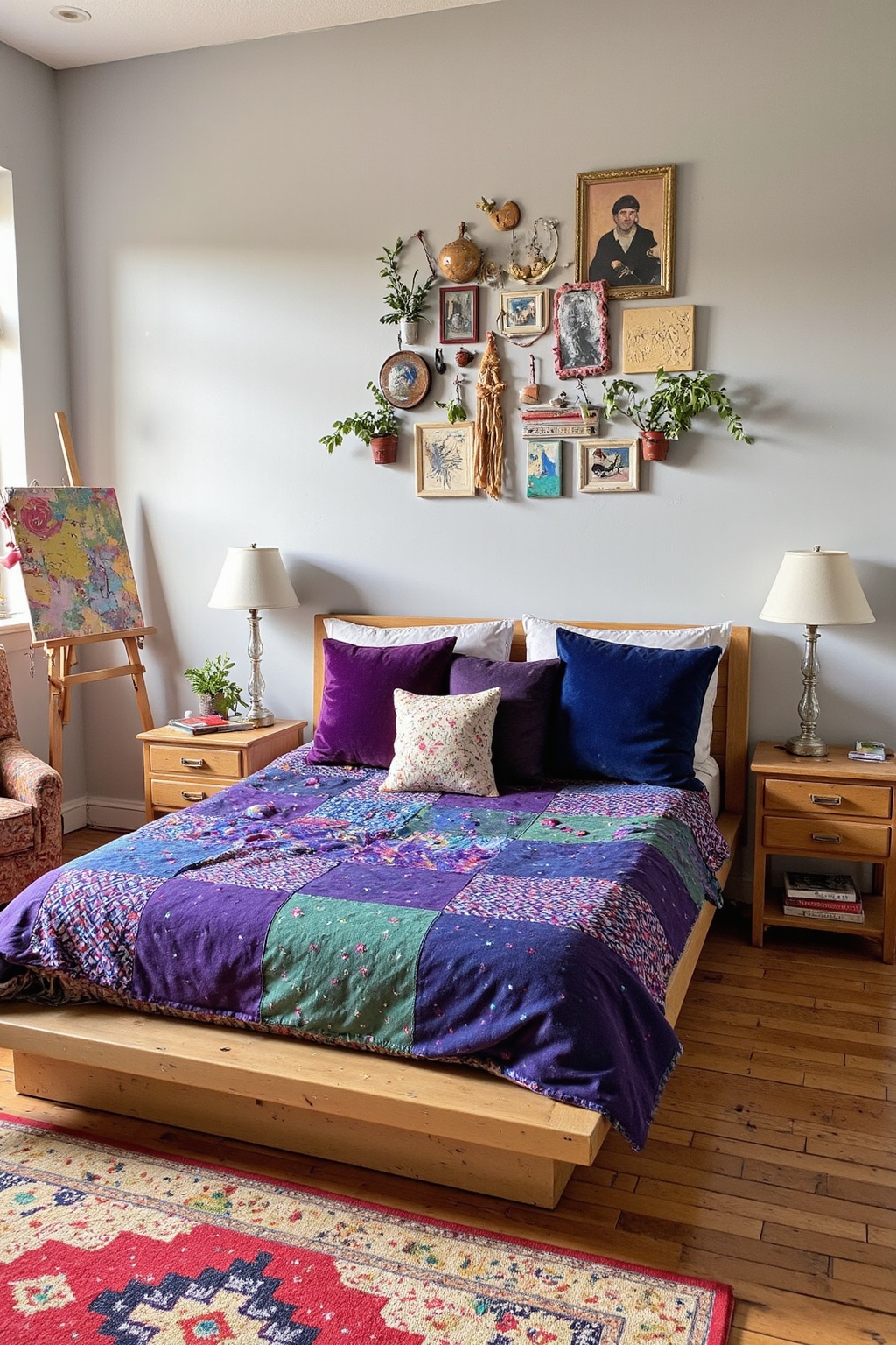 purple bedroom, purple room, purple trim bedroom, purple room decor, deep purple bedroom