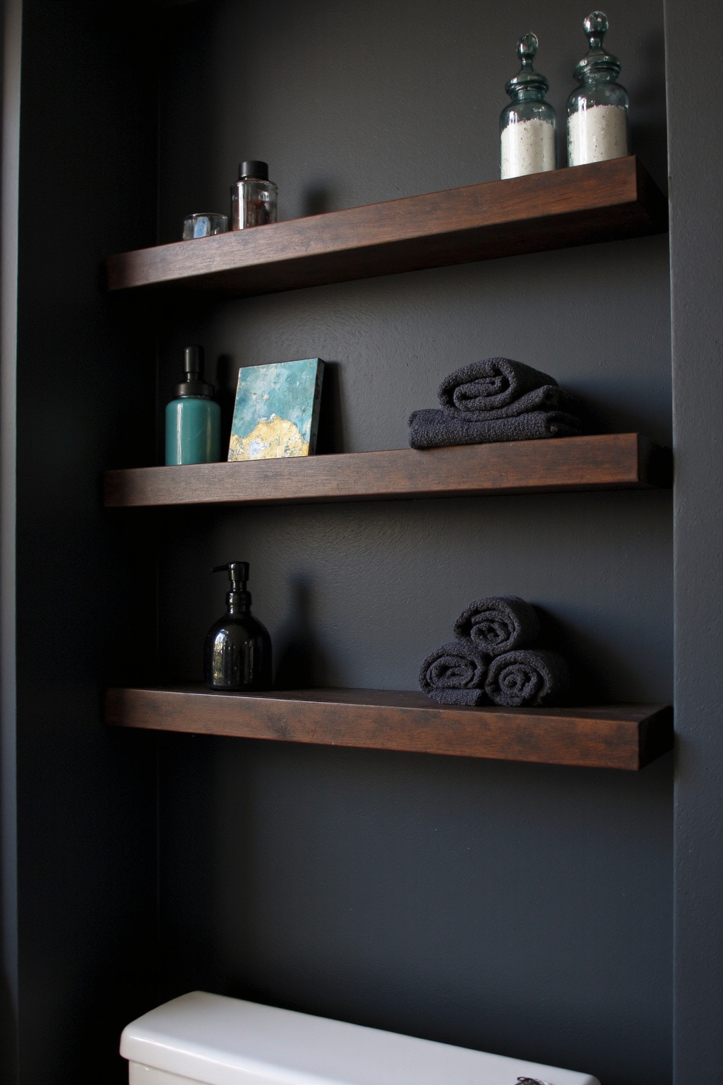 restroom decor, bathroom shelf decor, kitchen shelf decor, toilet shelf decor ideas, over the toilet shelf decor ideas