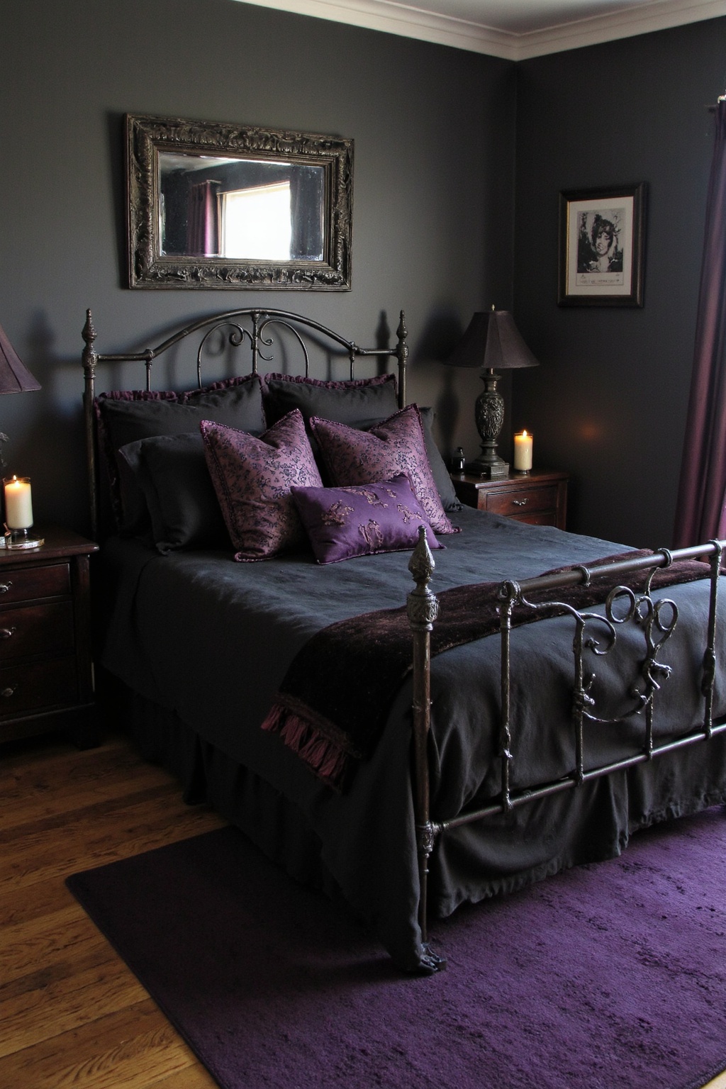 purple bedrooms, lavender bedroom, dark purple bedroom walls, purple loft bed, cute bedroom purple