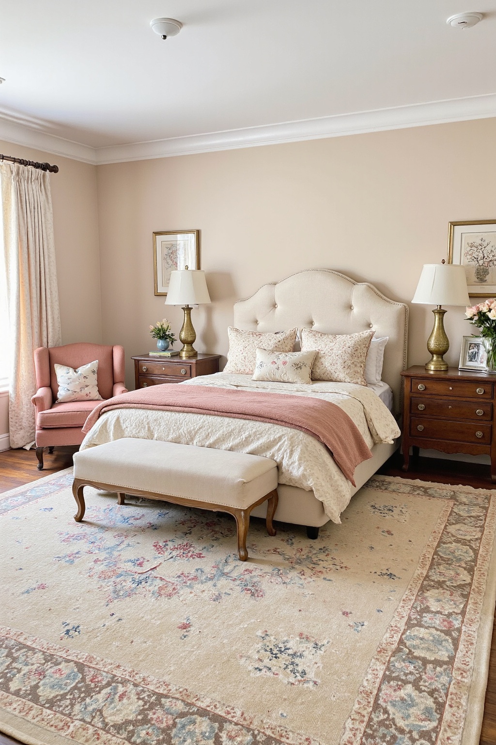 beige room, beige walls bedroom, cozy room decor, neutral green bedroom, beige bedroom lighting