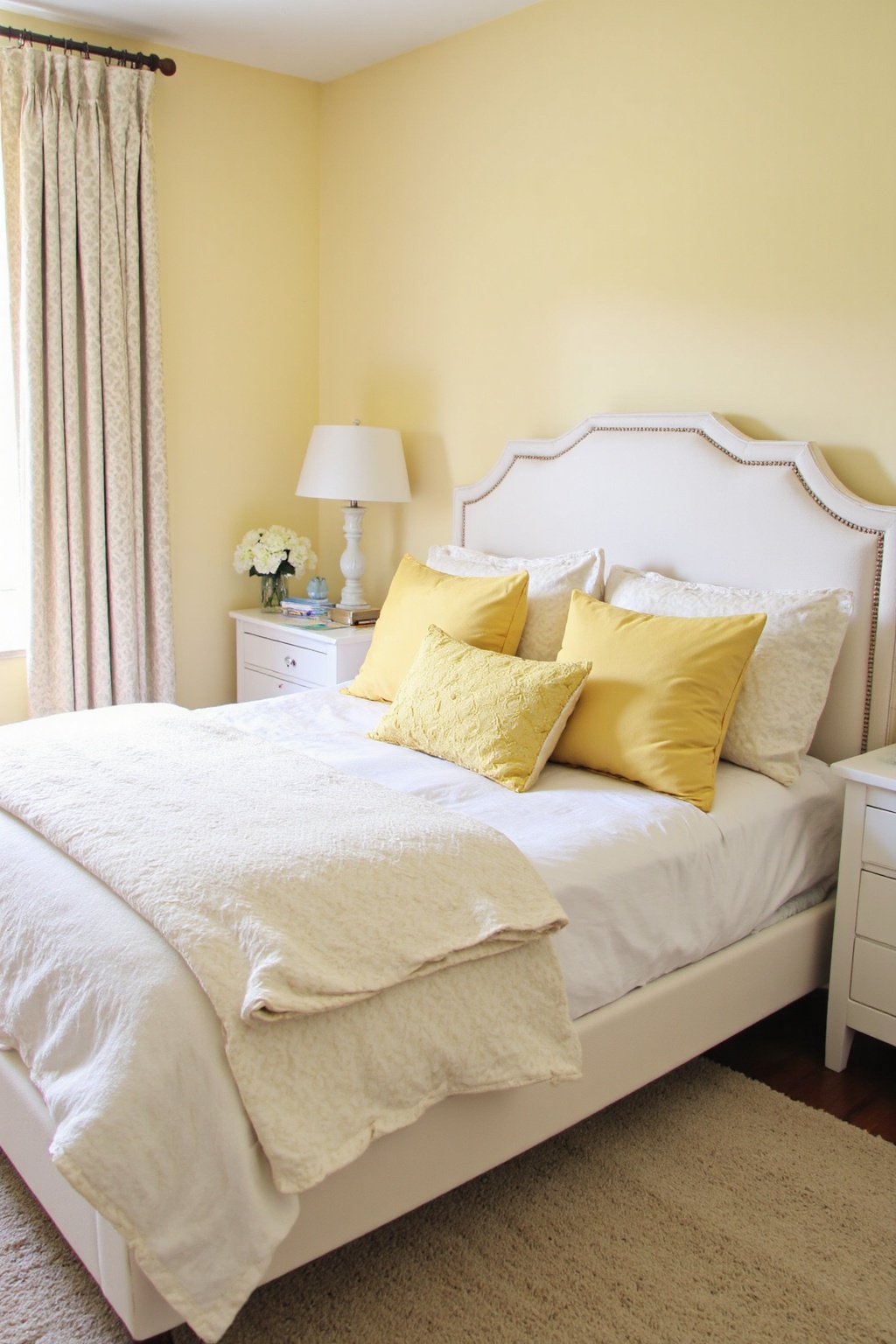 yellow room, yellow bedroom, yellow and brown bedroom, bedroom with yellow accents, yellow guest bedroom ideas