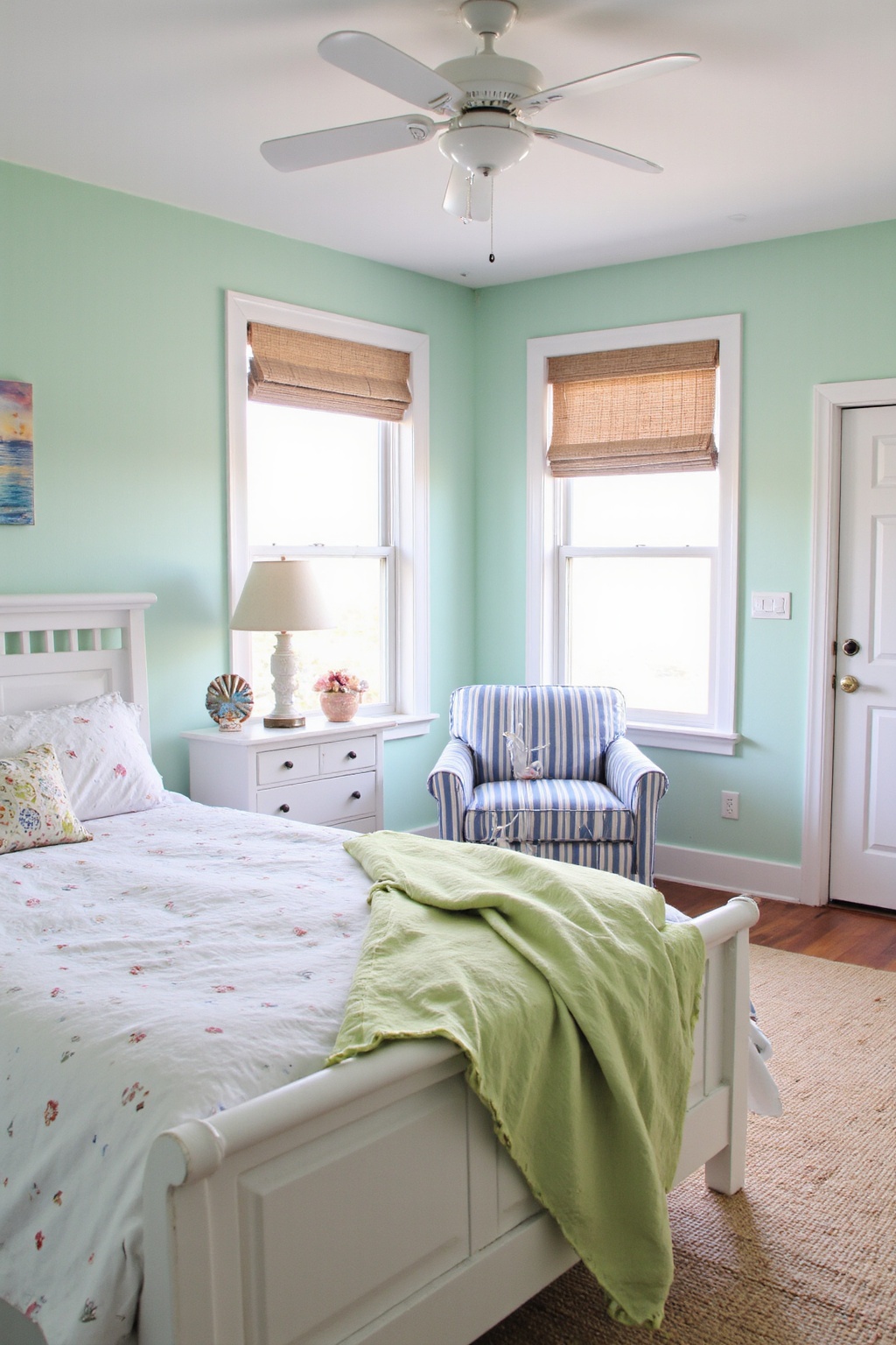 green bedroom, all green bedroom, green bedroom walls, sage orange bedroom, sage purple bedroom