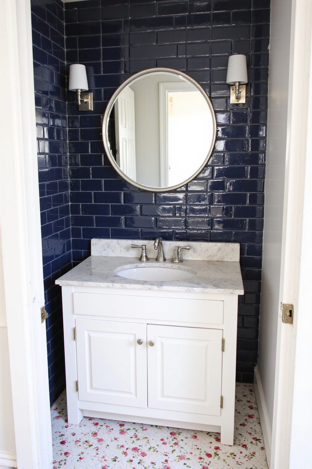 bathroom redesign, blue shower tile, bathroom redo, white bathroom porcelain tile, bathroom wood tile ideas