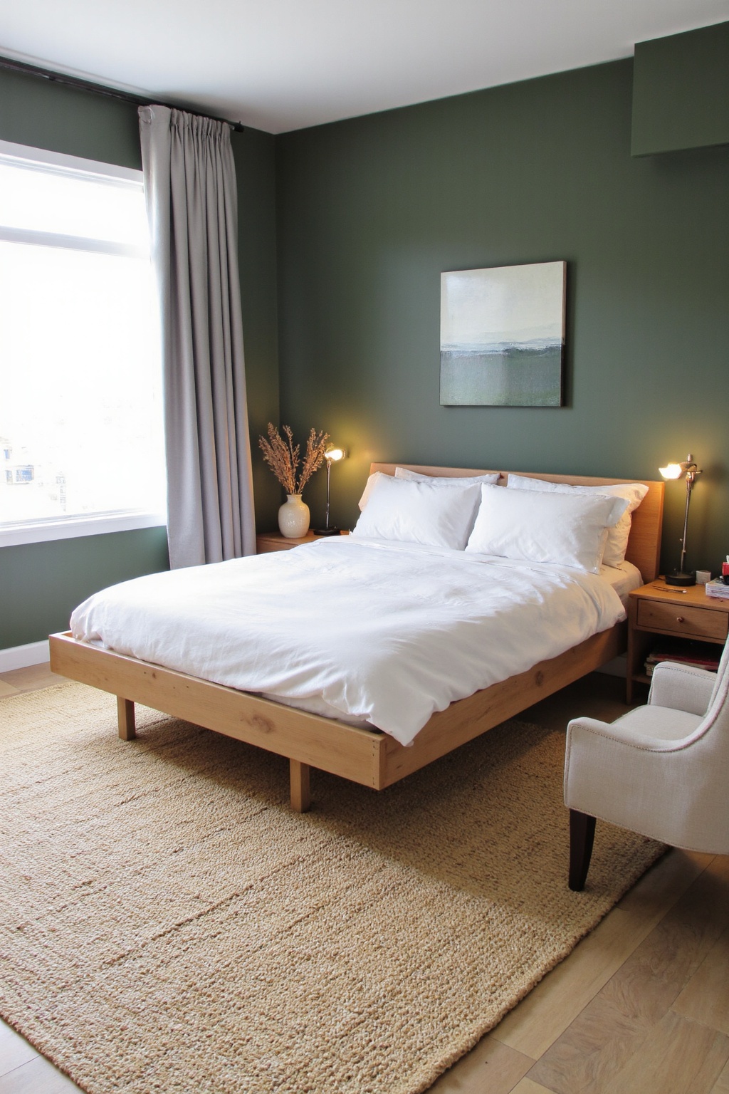 green bedroom ideas, green bedroom, bedroom green feature wall, modern green bedroom design, green rustic bedroom