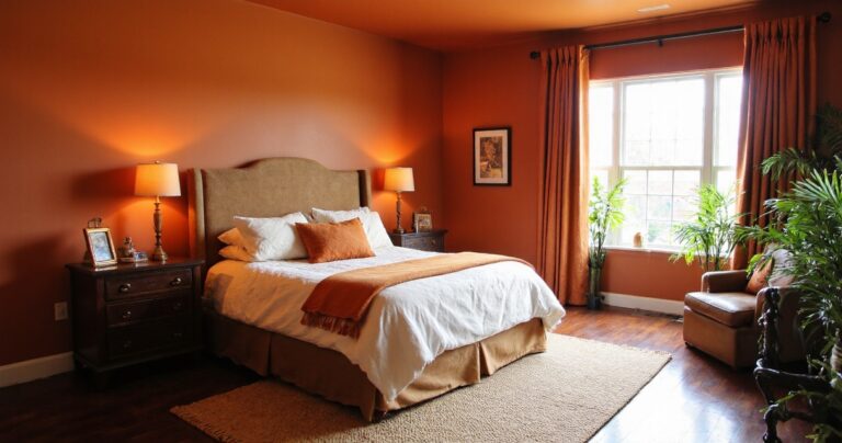 bedroom orange, orange bedroom ideas, burnt orange bedroom, orange bedroom, orange rooms