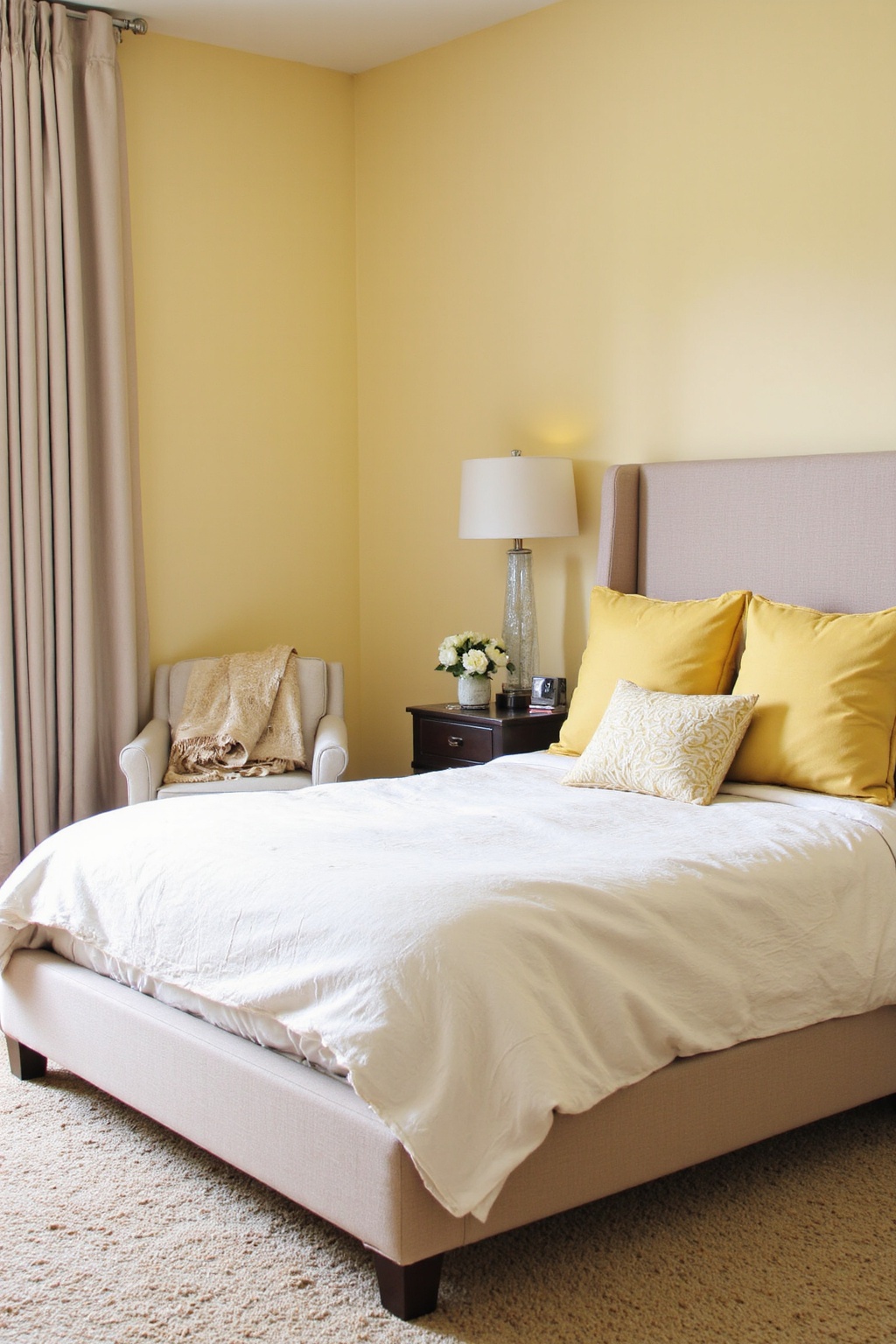 yellow bedroom aesthetic, yellow bedroom ideas, sunny bedroom ideas, yellow wall bedroom, yellow and wood bedroom
