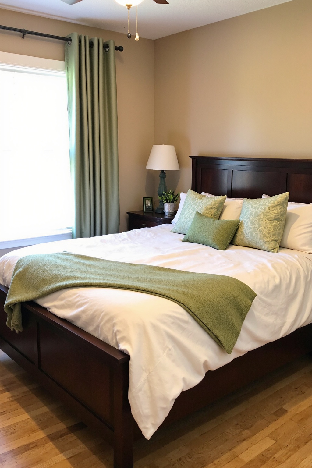 green bedroom, sage green bedroom, sage green bedrooms, sage green room color, green wooden bedroom