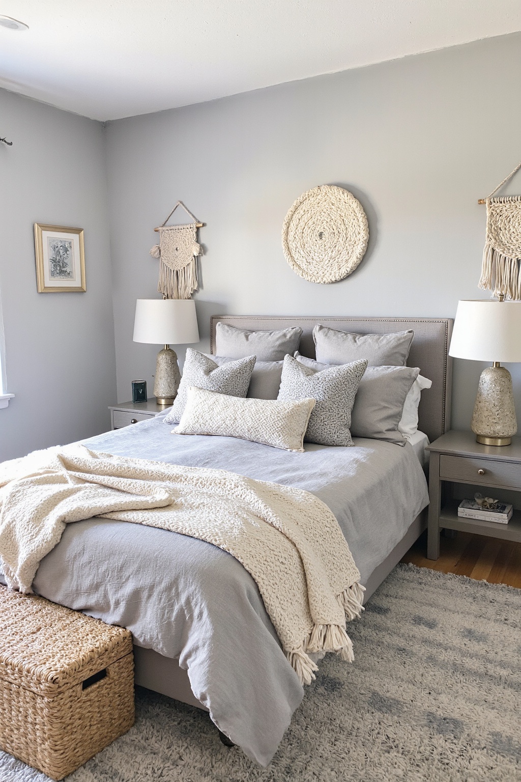 gray bedroom, grey bedroom, dark gray bed, gray walls bedroom, gray bedroom decor