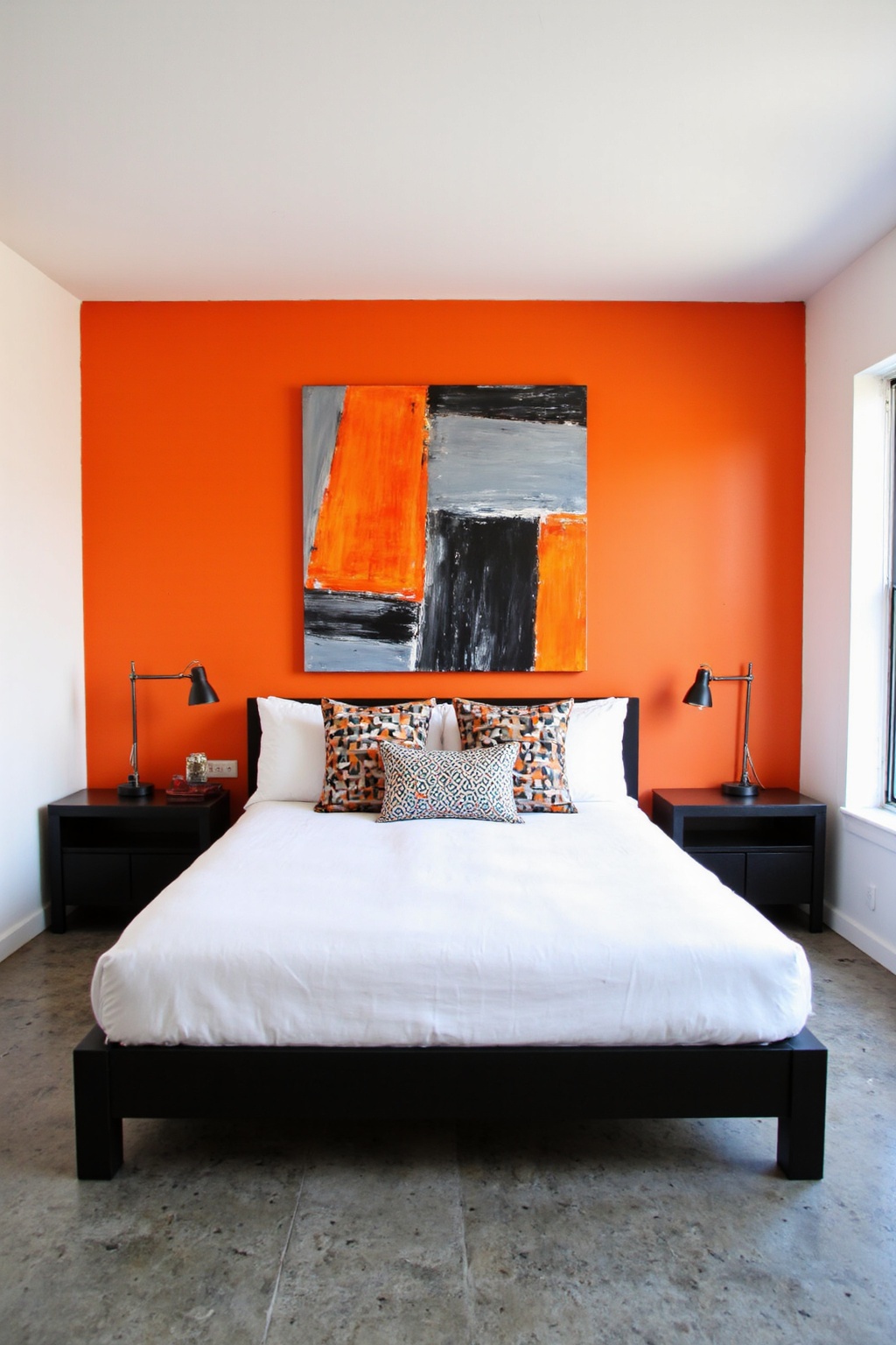 orange bedroom walls, orange bedroom, orange bedroom decor, pink and orange bedroom, orange room walls