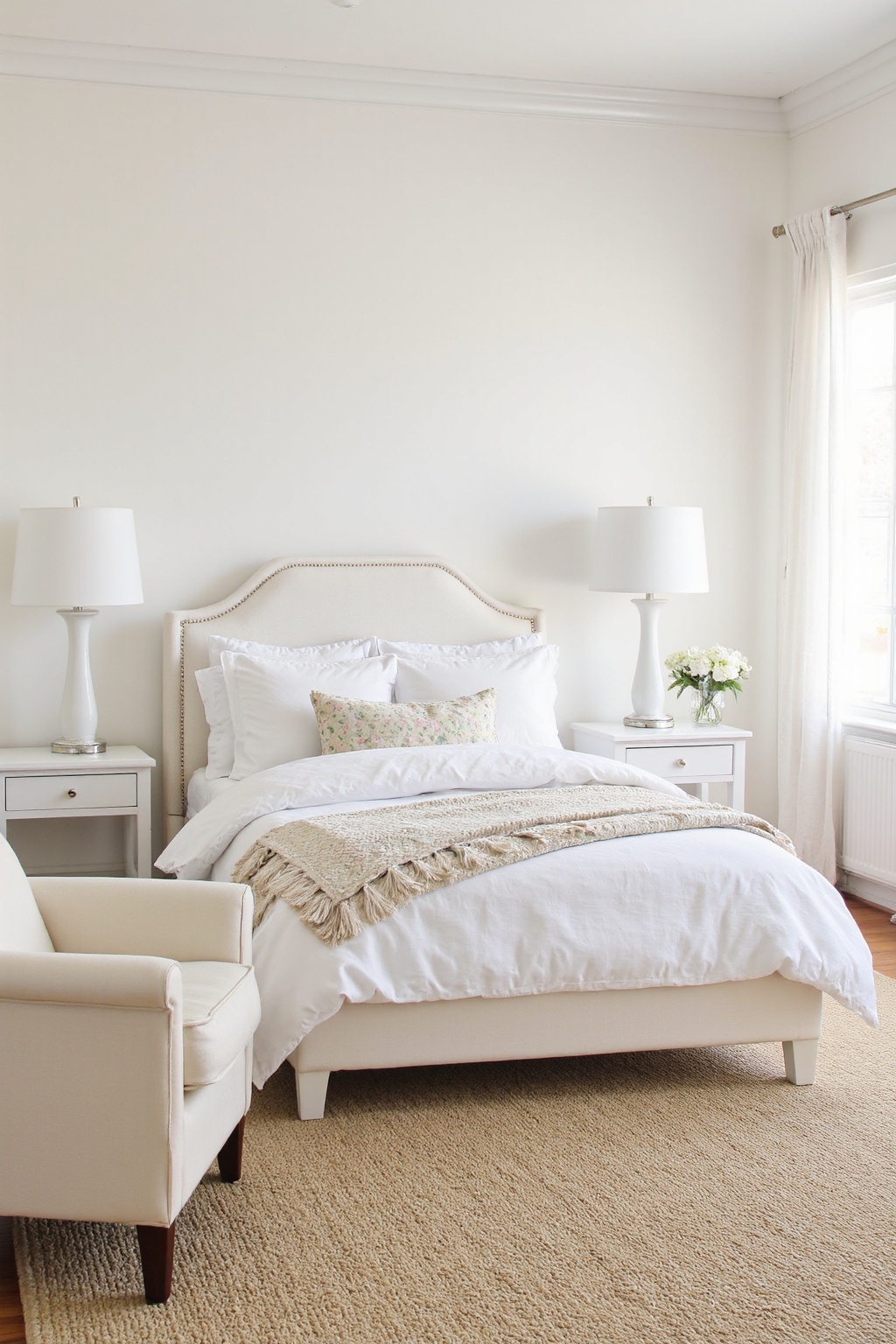 white bedroom ideas, modern white bedroom, white wall bedroom, white room decor, white apartment aesthetic bedroom