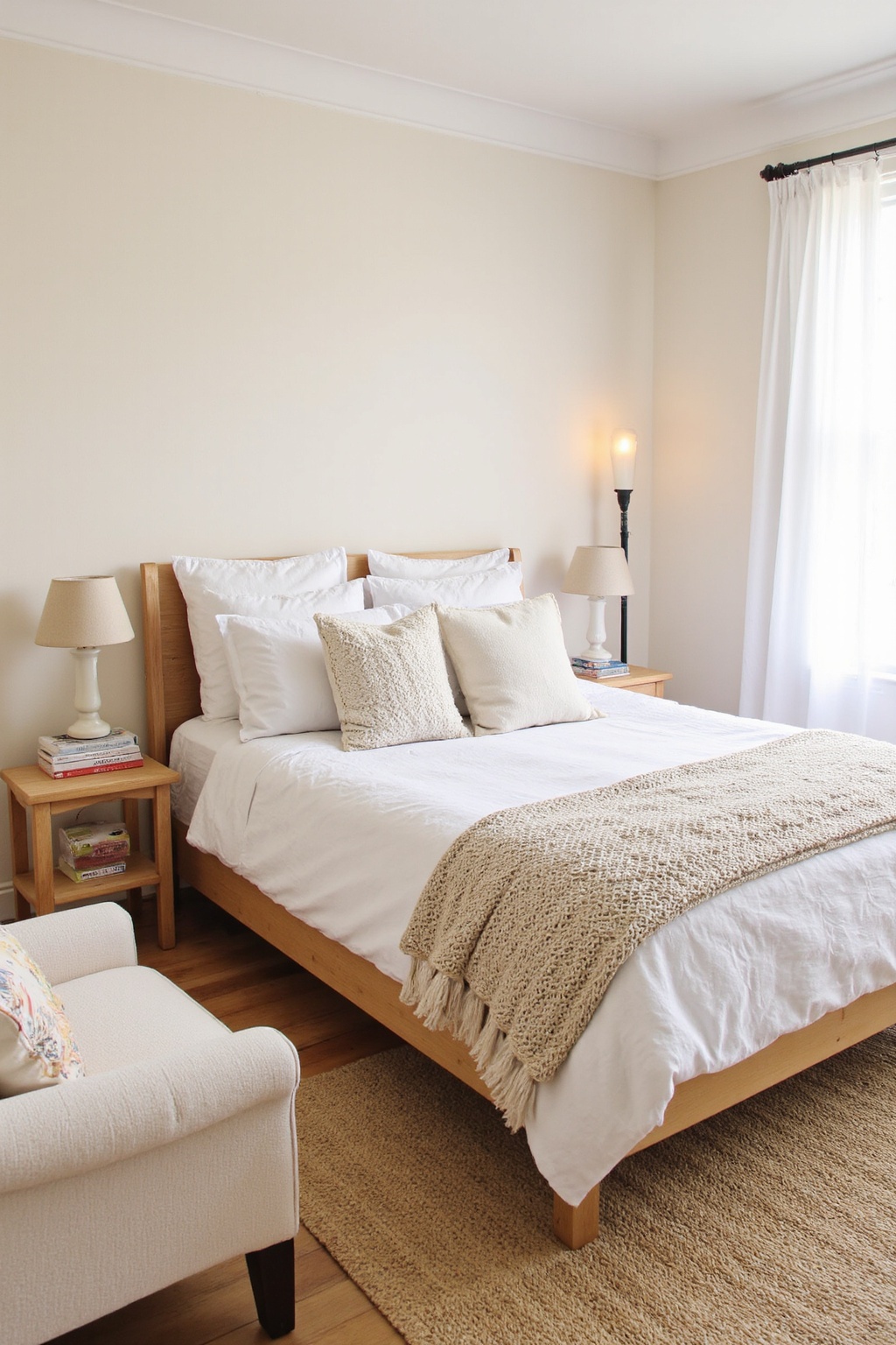 white bedrooms, all white bedroom, grey room, master bed, colorful green bedroom
