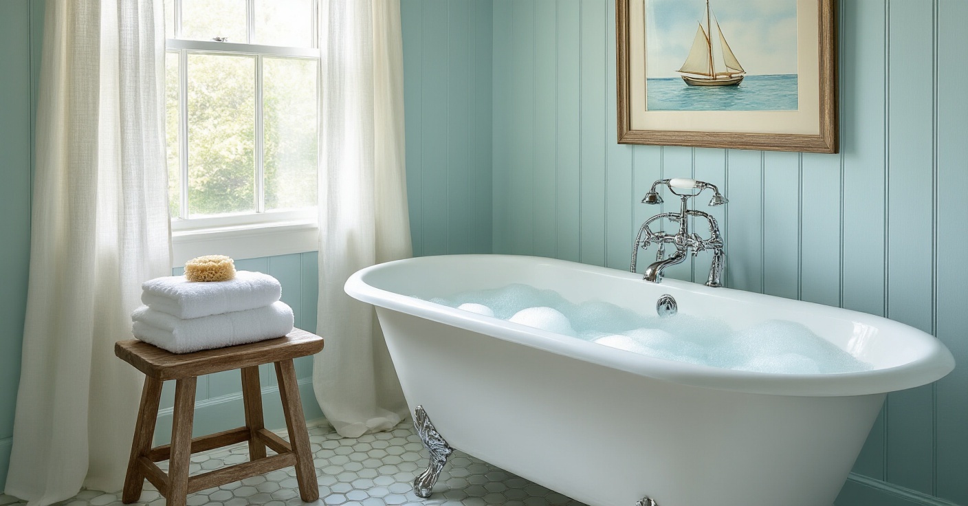 coastal cottage bathroom, seaside bathroom ideas, beach half bathroom ideas, coastal living bathroom, coastal cottage bathroom ideas