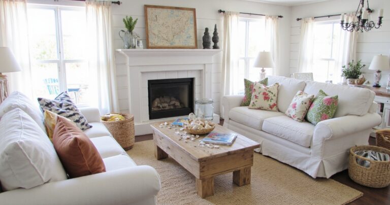 coastal living room, coastal cottage living room, coastal cottage decor, beach house interior, coastal farmhouse decor