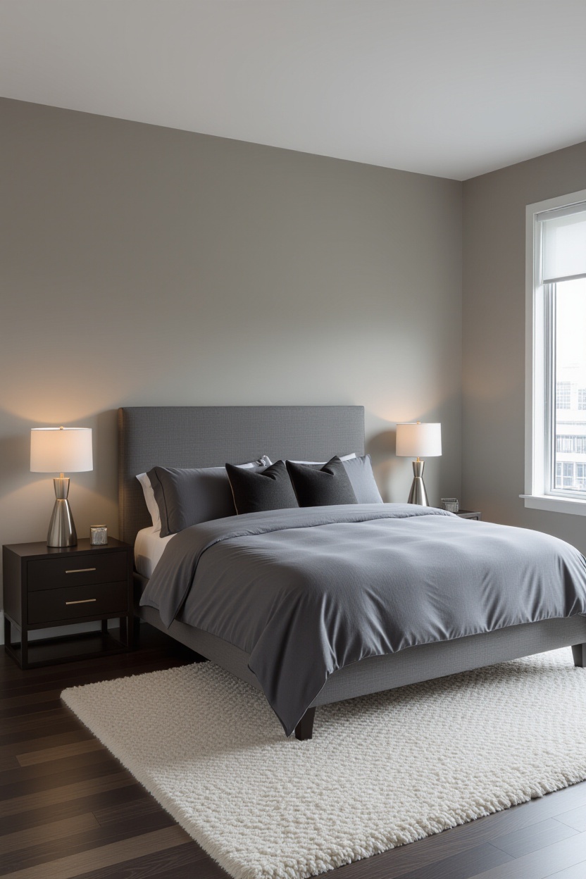 bedroom, luxury bedding, simple dark bedroom, tidy bedroom inspiration, serene modern bedroom