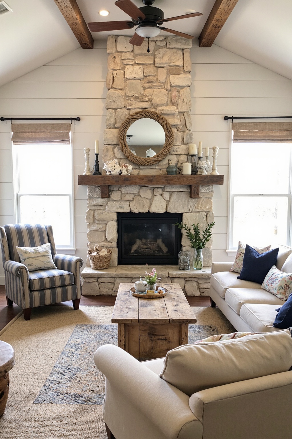 seaside cottage living room, modern coastal living room, modern coastal living room sectional, modern farmhouse living room, rustic beach living room