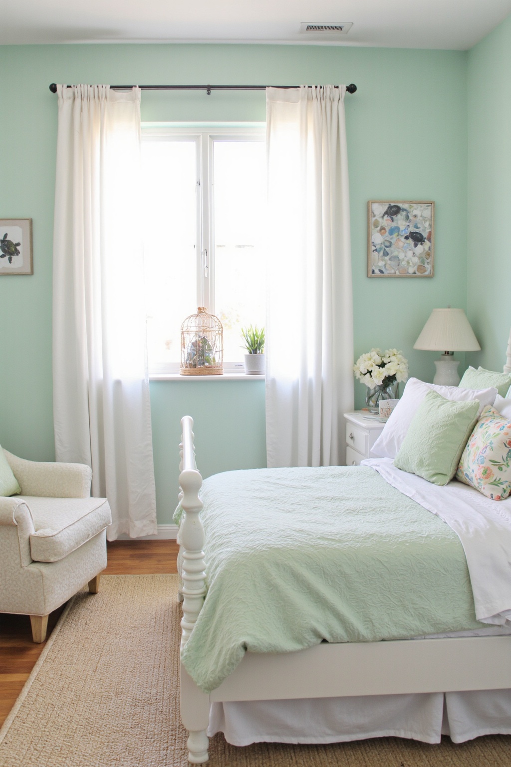 coastal farmhouse bedroom, beach house bedroom, antique coastal bedroom, bedroom beach ideas, blue cottage bedroom