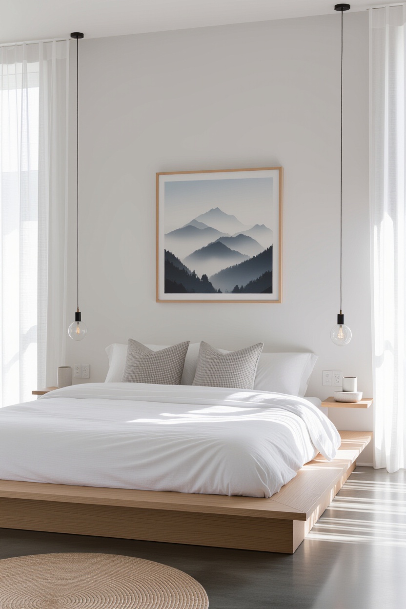 cozy minimalist bedroom, minimalist bedroom design, guest bedroom, master bedrooms decor, white minimalist bedroom