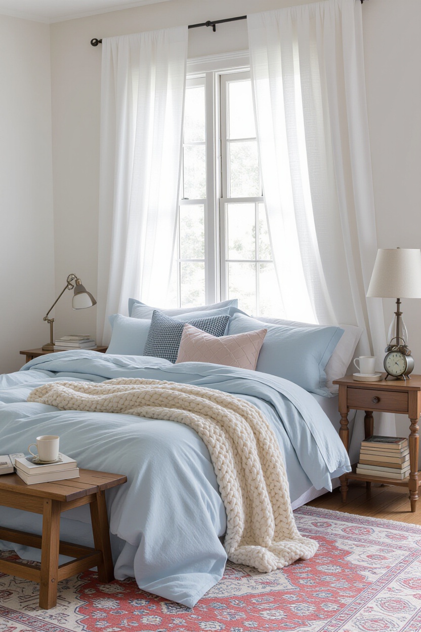 dream bedroom inspiration, bedroom, fluffy comforter, room decor king size bed, small dreamy bedroom