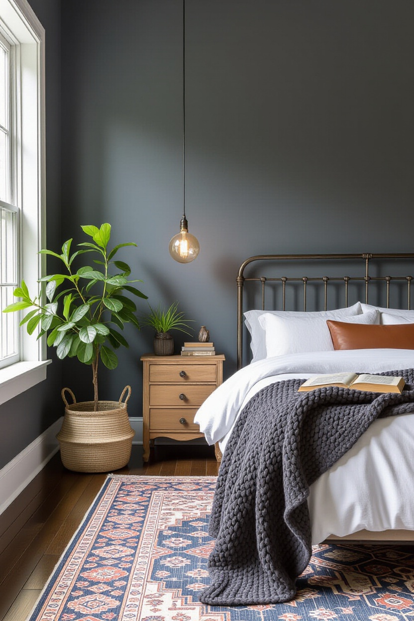 moody bedroom ideas, moody bedroom, galaxy bedroom aesthetic, dark cottage bedroom, moody forest bedroom