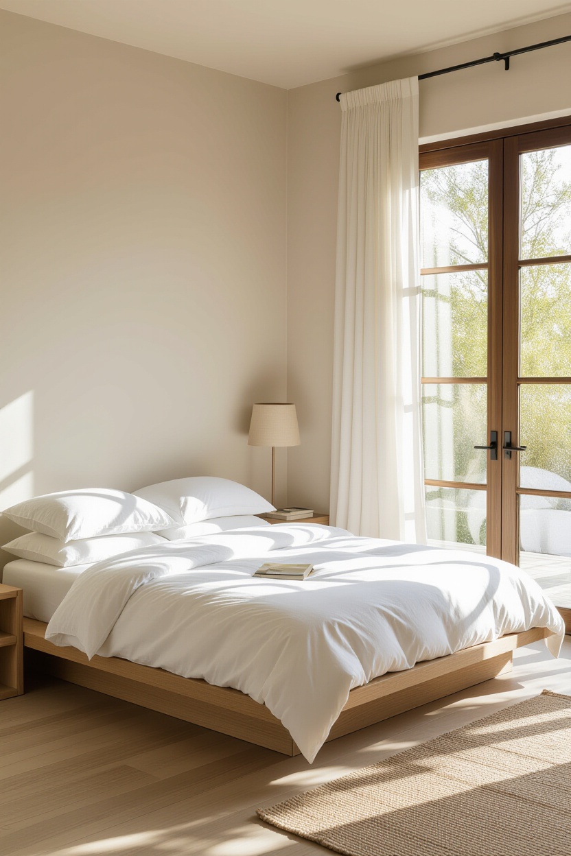 cozy minimalist bedroom, minimal bedroom, modern minimalist bedroom, minimalist and cozy bedroom, serene modern bedroom