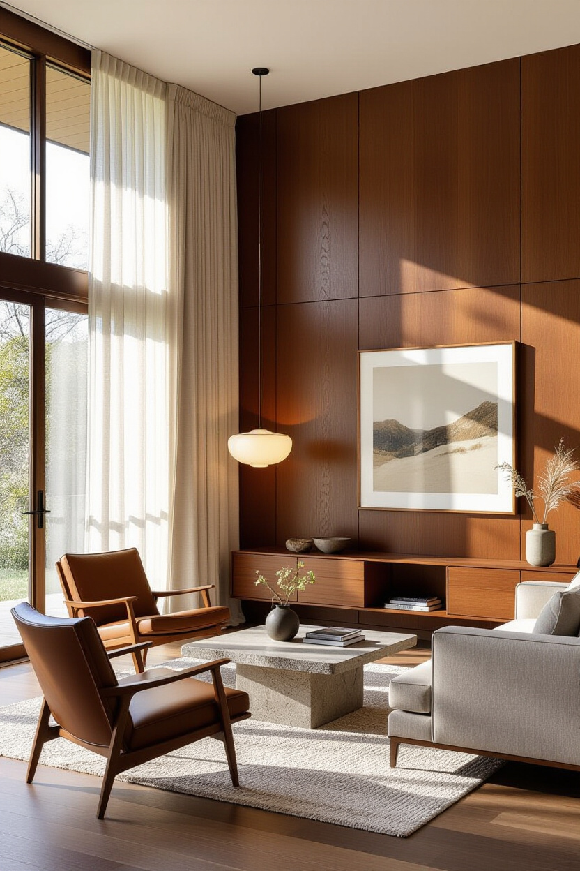 Bring the Outdoors In: Nature-Inspired Mid-Century Modern Living Room Design