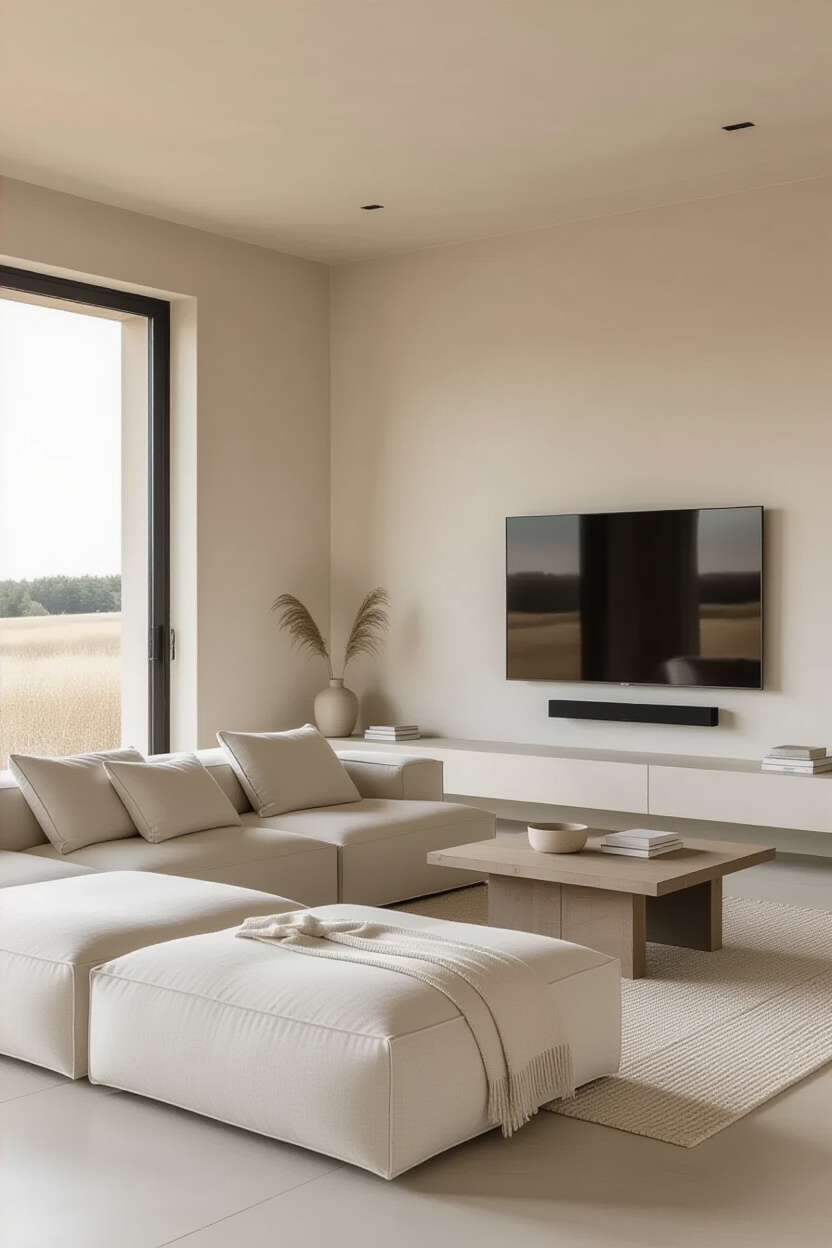 modern neutral minimalist living room, minimalist living room, modern barn-style living room, minimalist contemporary living room, minimalist living room ideas