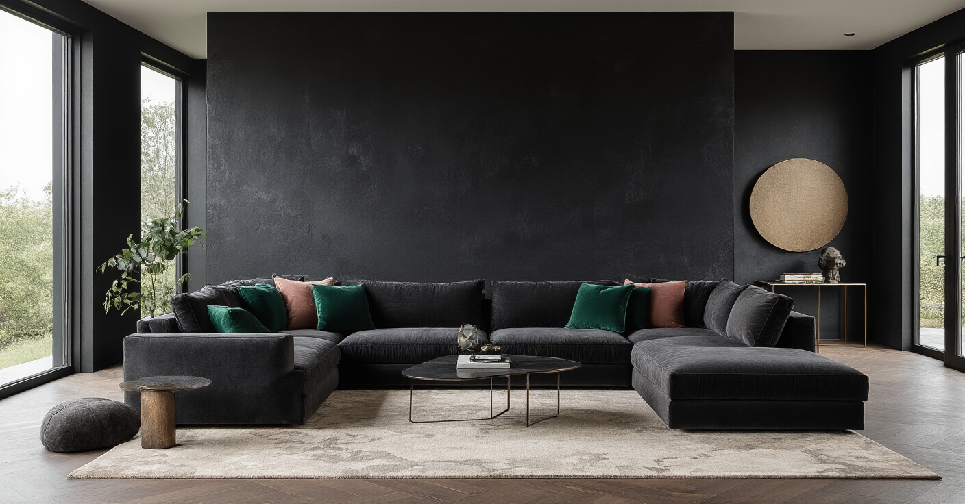 Transform Your Living Room: The Bold Appeal of a Black Accent Wall
