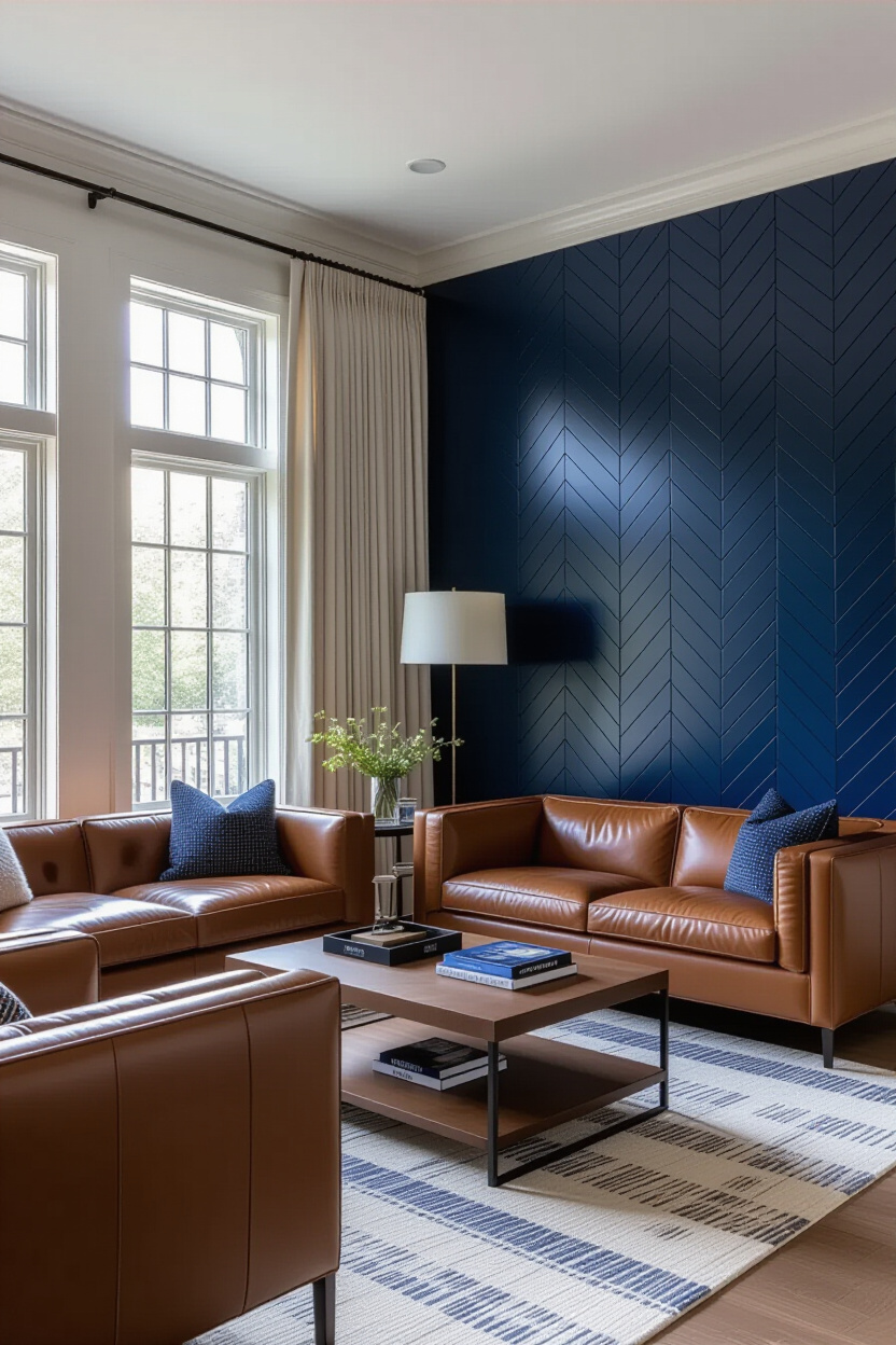 Blue Accent Wall Living Room
