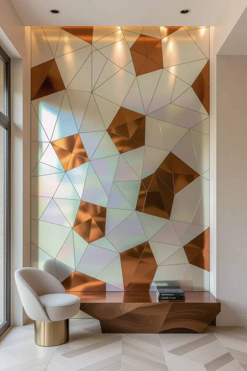 Abstract Geometric Pattern Living Room Statement Wall