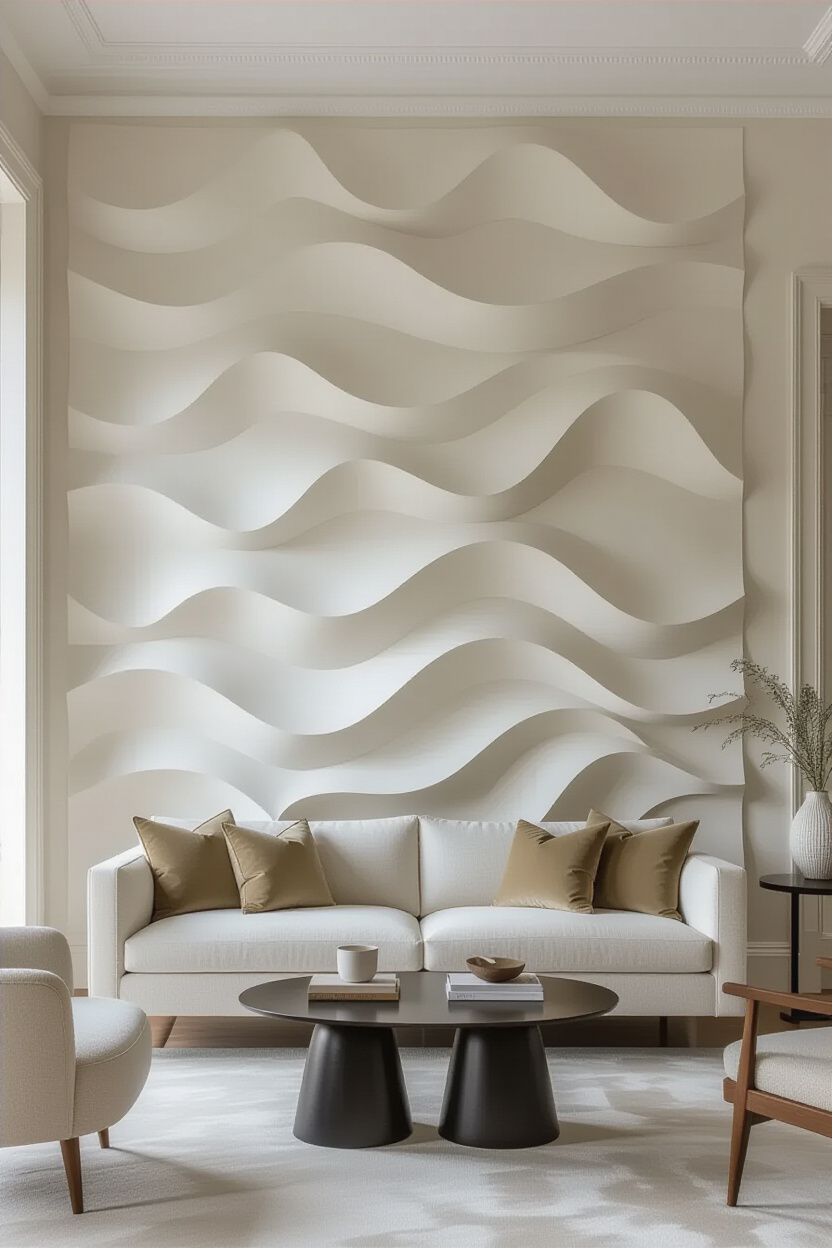 Abstract Pattern Living Room Textured Accent Wall