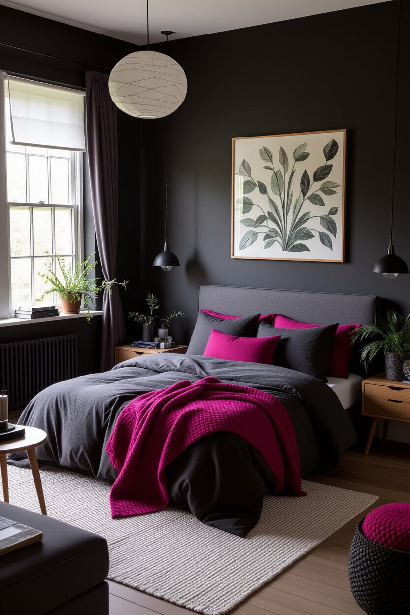Black And Earthy Bedroom