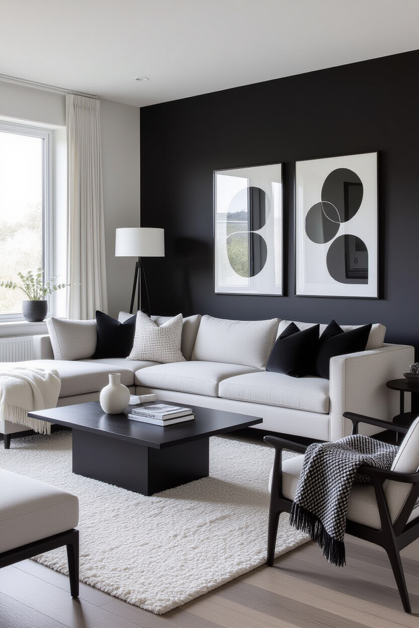 Black and White Living Room Decor Modern Accent Walls: Decorating Your Walls