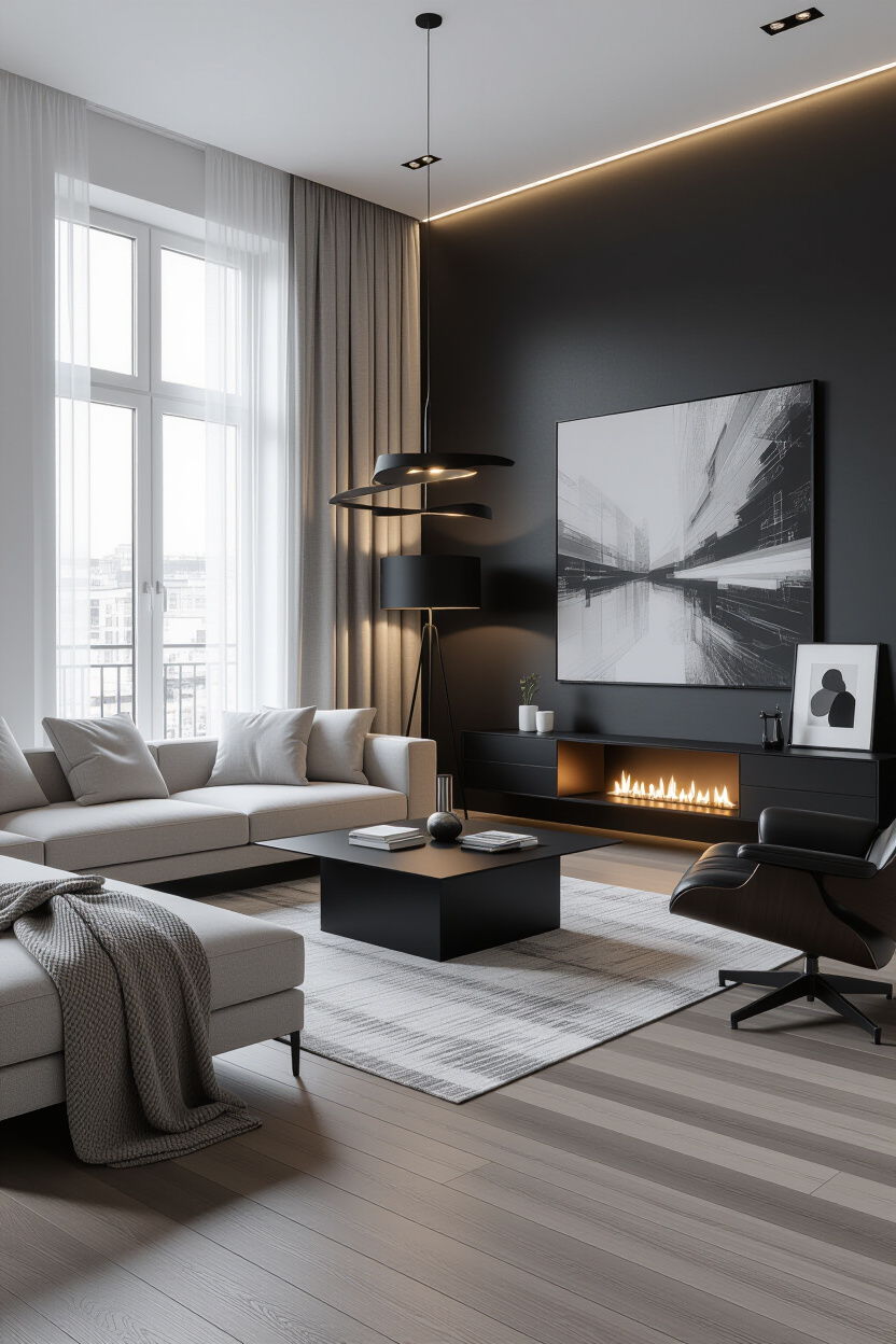 Black and White Modern Living Room: Decorating Your Space