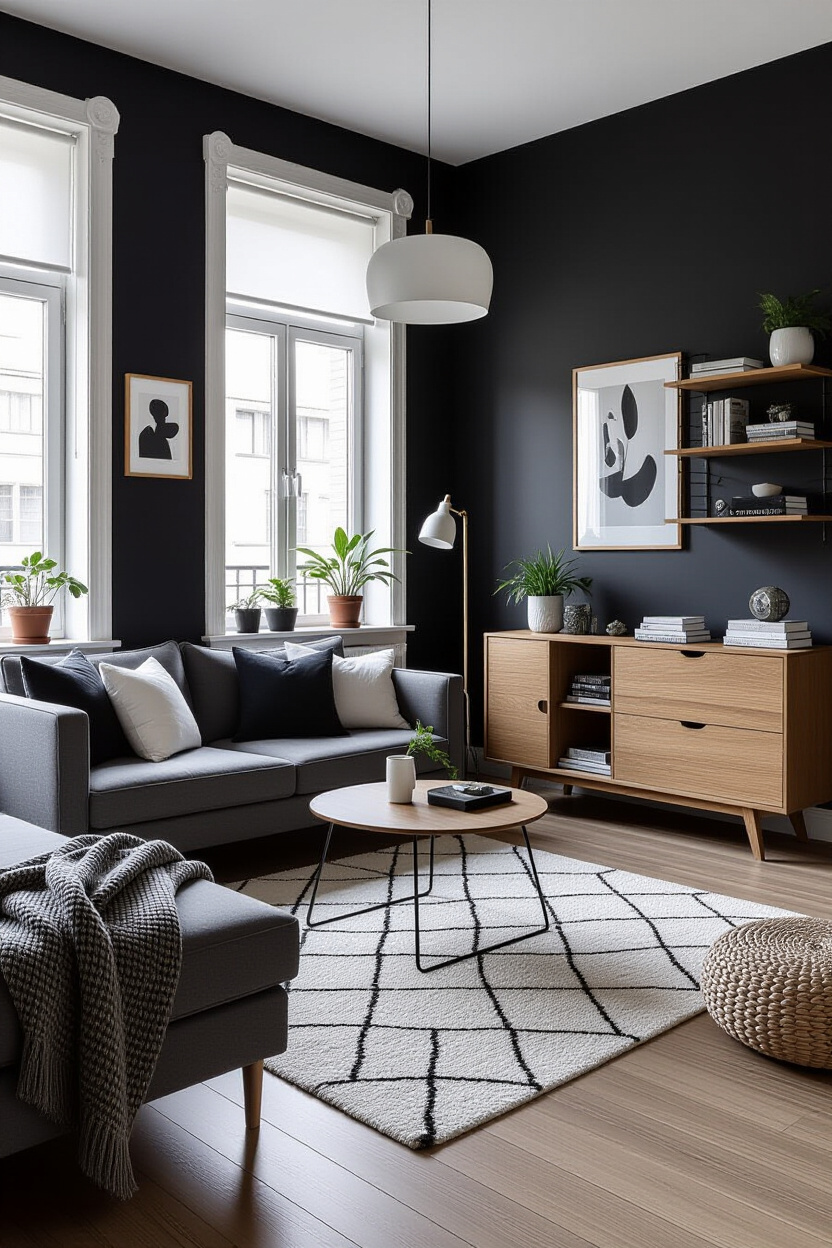 Black and White Studio Apartment: Decorating Ideas