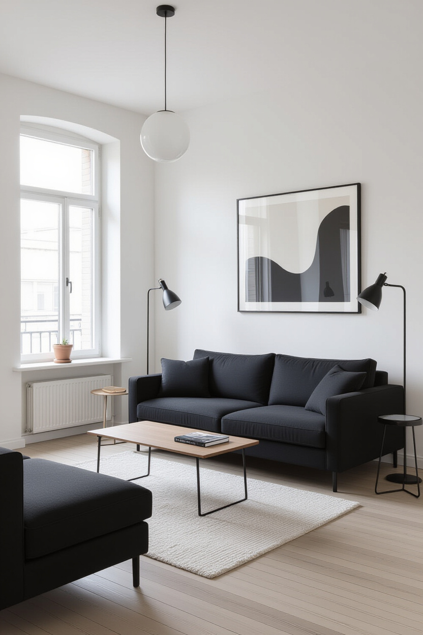 Black Couch Aesthetic: Styling for a Modern Minimalist Living Room
