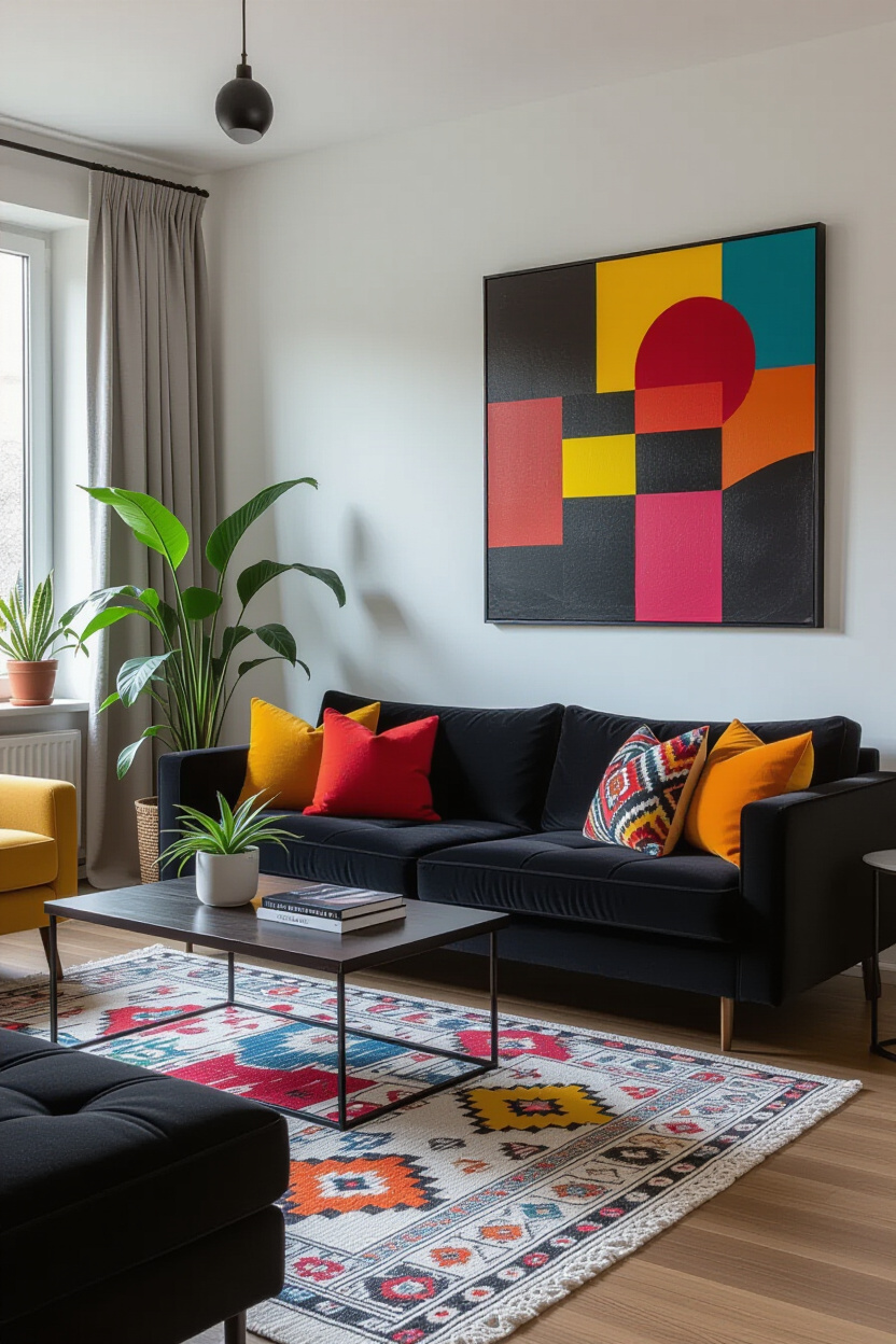 Black Couch Living Room Decor Color Schemes: Vibrant Accents for Your Sofa