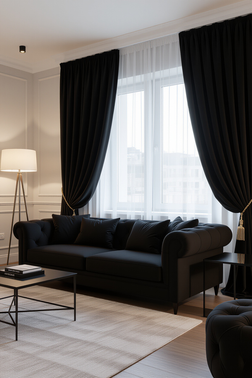 Black Sofa Living Room Decor Curtains: Styling Your Windows with Flair