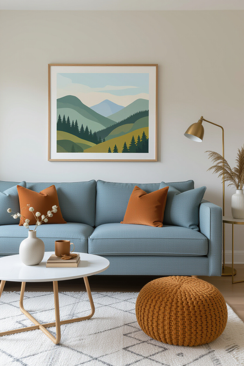 Blue Grey Couch Living Room: Modern Neutrals and Accent Colors