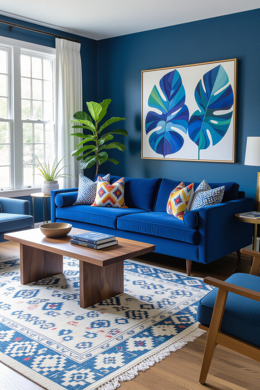 Blue Interior Design Living Room: A Bold Anchor for Your Room